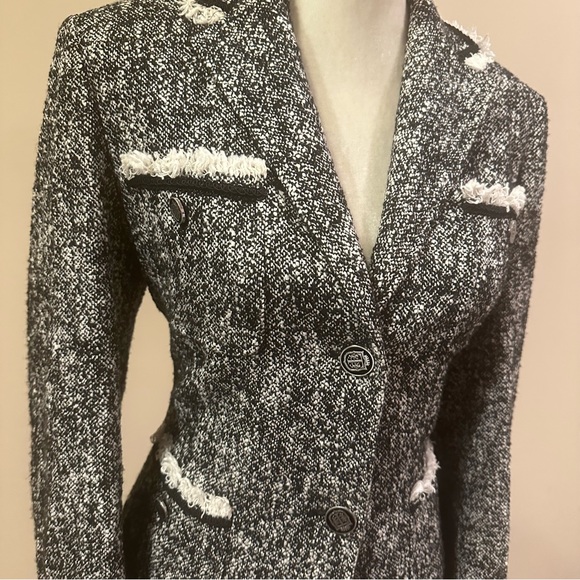 Talbots Tweed Fringe Hem Blazer - Picture 5 of 9